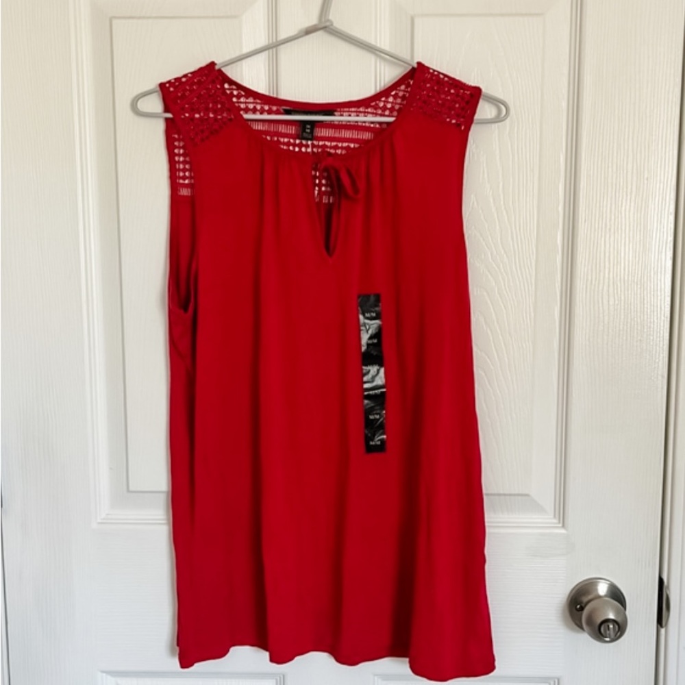 Red Tank Top with Crochet Detail | Banana Republic | Medium